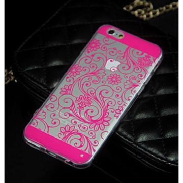Apple Iphone 6 / 6S Zacht siliconen design hoesje (donker roze)