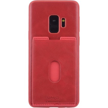 UNIQ Accessory Galaxy S9 Kunstleer Backcover hoesje met portemonnee - Rood (G960)