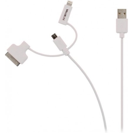 Valueline VLMP39410W1.00 USB-kabel 1 m 2.0 USB A Micro-USB B Wit