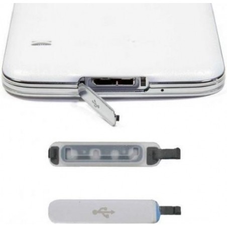 USB Data Charging Port cover geshikt voor Samsung Galaxy S5 silver