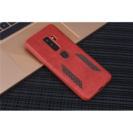 UNIQ Accessory Galaxy S9 Plus Kunstleer Hard Case Back cover - Rood (G965)