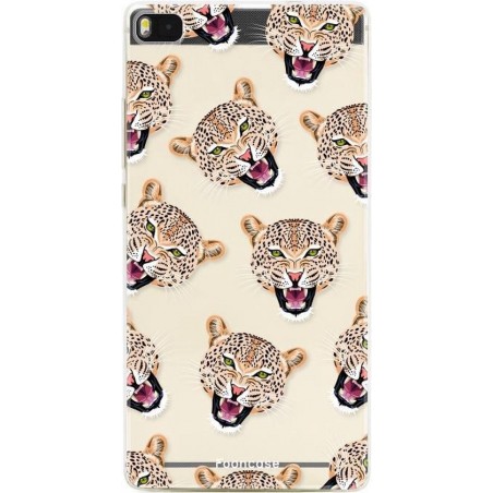 FOONCASE Huawei P8 hoesje TPU Soft Case - Back Cover - Cheeky Leopard / Luipaard hoofden