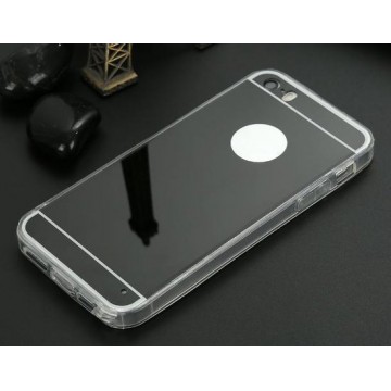 Apple Iphone 5 / 5S / SE Siliconen spiegel hoesje (Zwart)