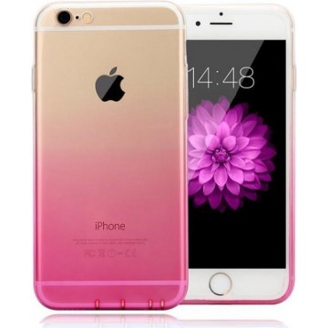 Apple Iphone 6 / 6S Transparant roze siliconen backcover hoesje