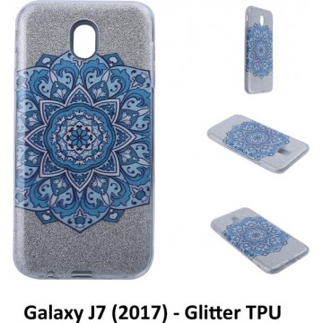 Uniek motief Glitter flower TPU Achterkant voor Samsung Galaxy J7 (2017) (J730F)
