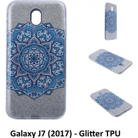 Uniek motief Glitter flower TPU Achterkant voor Samsung Galaxy J7 (2017) (J730F)