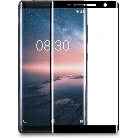 Nokia 1 Plus - Full Cover Screenprotector - Gehard Glas - Zwart