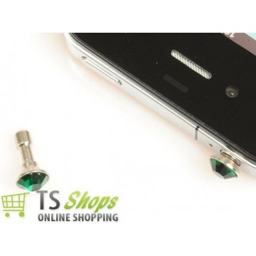 Diamond Bling Earphone Jack anti dust plug Dark Green voor Apple iPad iPhone iPod