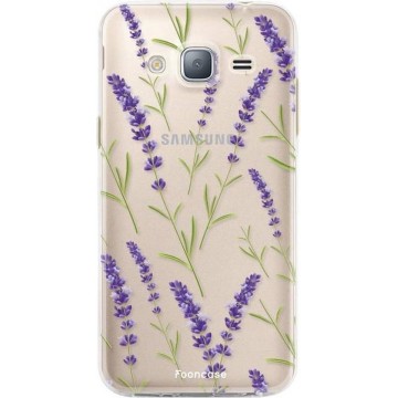 FOONCASE Samsung Galaxy J3 2016 hoesje TPU Soft Case - Back Cover - Purple Flower / Paarse bloemen
