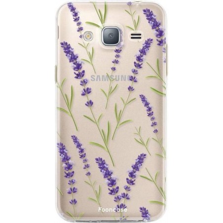 FOONCASE Samsung Galaxy J3 2016 hoesje TPU Soft Case - Back Cover - Purple Flower / Paarse bloemen