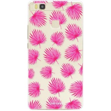 FOONCASE Huawei P9 Lite hoesje TPU Soft Case - Back Cover - Pink leaves / Roze bladeren