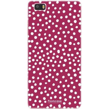 FOONCASE Huawei P8 Lite 2016 hoesje TPU Soft Case - Back Cover - POLKA COLLECTION / Stipjes / Stippen / Rood