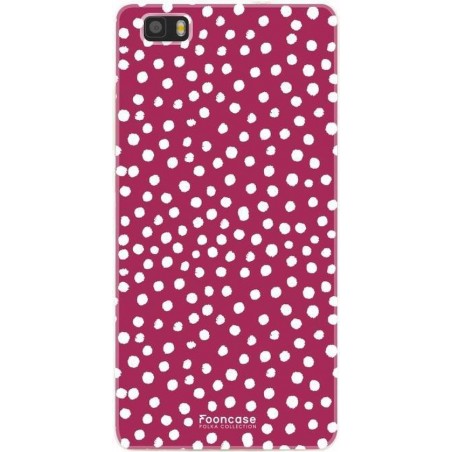 FOONCASE Huawei P8 Lite 2016 hoesje TPU Soft Case - Back Cover - POLKA COLLECTION / Stipjes / Stippen / Rood