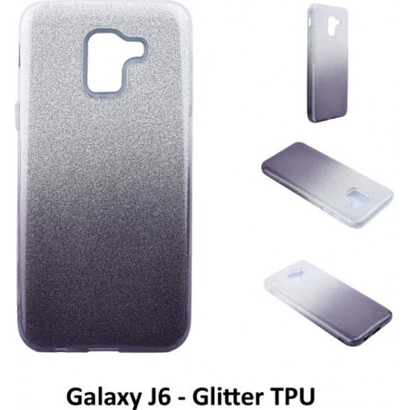 Kleurovergang Zwart Glitter TPU Achterkant voor Samsung Galaxy J6 (J600F)