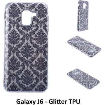 Uniek motief Glitter flower TPU Achterkant voor Samsung Galaxy J6 (J600F)