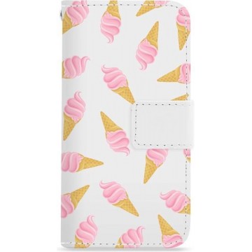 FOONCASE iPhone 6 Plus hoesje - Bookcase - Flipcase - Hoesje met pasjes - Ice Ice Baby / Ijsjes / Roze ijsjes