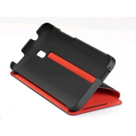 HTC HC-V851 flip tasje met stand - zwart/rood - voor HTC One Mini