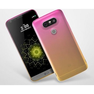 Siliconen hoesje (roze / geel) voor de LG-G5