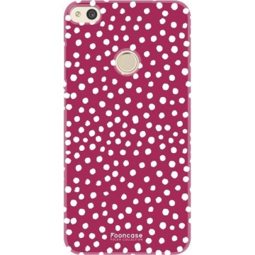 FOONCASE Huawei P8 Lite 2017 hoesje TPU Soft Case - Back Cover - POLKA COLLECTION / Stipjes / Stippen / Rood