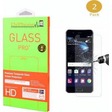 DrPhone 2x Huawei P10 Lite Glas - Glazen Screen protector - Tempered Glass 2.5D 9H (0.26mm)