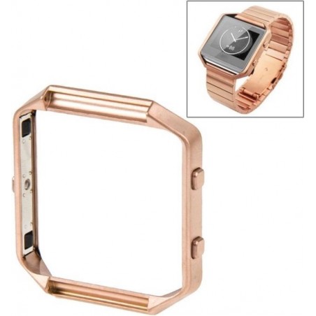 Let op type!! Voor Fitbit Blaze Watch RVS Frame houder Shell (Rose goud)