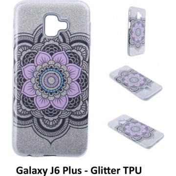 Uniek motief Glitter flower TPU Achterkant voor Samsung Galaxy J6 Plus (J6 Plus)