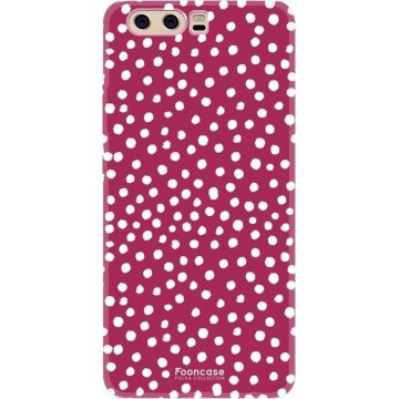 FOONCASE Huawei P10 hoesje TPU Soft Case - Back Cover - POLKA COLLECTION / Stipjes / Stippen / Rood