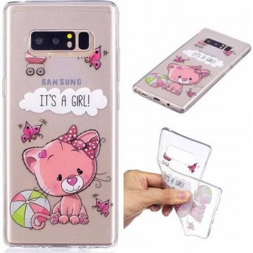 Softcase hoes roze kat Samsung Galaxy Note 8