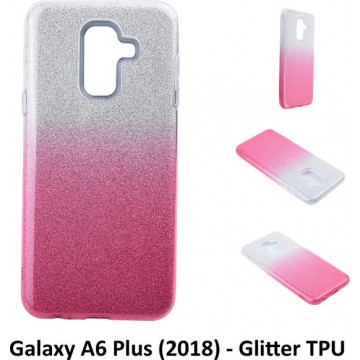 Kleurovergang Roze Glitter TPU Achterkant voor Samsung Galaxy A6 Plus (2018) (A6 Plus 2018)