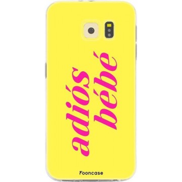 FOONCASE Samsung Galaxy S6 Edge hoesje TPU Soft Case - Back Cover - Adiós Bébé / Geel & Roze