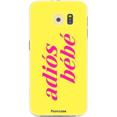 FOONCASE Samsung Galaxy S6 Edge hoesje TPU Soft Case - Back Cover - Adiós Bébé / Geel & Roze