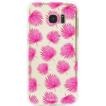 FOONCASE Samsung Galaxy S7 Edge hoesje TPU Soft Case - Back Cover - Pink leaves / Roze bladeren