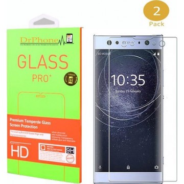 DrPhone 2x Sony XA2 ULTRA Glas - Glazen Screen protector - Tempered Glass 2.5D 9H (0.26mm)
