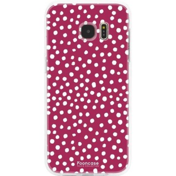 FOONCASE Samsung Galaxy S7 Edge hoesje TPU Soft Case - Back Cover - POLKA COLLECTION / Stipjes / Stippen / Rood