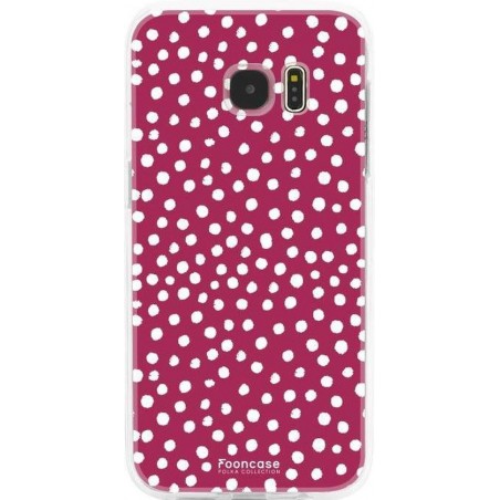 FOONCASE Samsung Galaxy S7 Edge hoesje TPU Soft Case - Back Cover - POLKA COLLECTION / Stipjes / Stippen / Rood