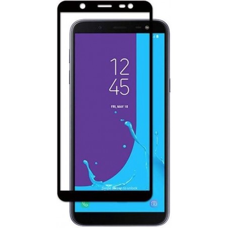 Samsung Galaxy J6 Plus - Full Cover Screenprotector - Gehard Glas - Zwart