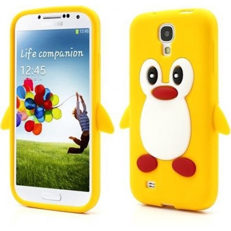 Samsung Galaxy S4 i9500 Penguin Silicone Case Geel