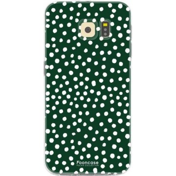 FOONCASE Samsung Galaxy S6 hoesje TPU Soft Case - Back Cover - POLKA COLLECTION / Stipjes / Stippen / Donker Groen