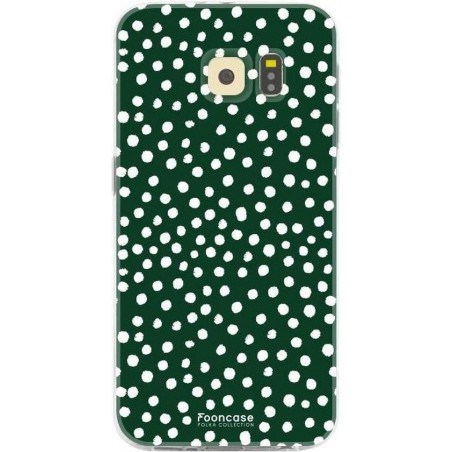 FOONCASE Samsung Galaxy S6 hoesje TPU Soft Case - Back Cover - POLKA COLLECTION / Stipjes / Stippen / Donker Groen