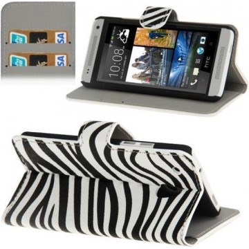 HTC One mini M4 - Flip hoes cover case - PU leder - Zebra