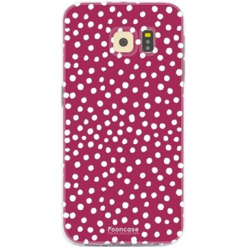 FOONCASE Samsung Galaxy S6 Edge hoesje TPU Soft Case - Back Cover - POLKA COLLECTION / Stipjes / Stippen / Rood