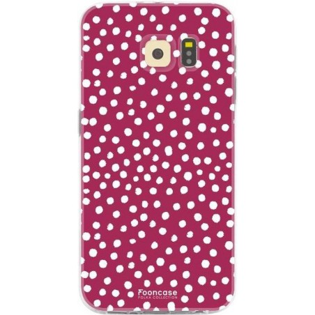 FOONCASE Samsung Galaxy S6 Edge hoesje TPU Soft Case - Back Cover - POLKA COLLECTION / Stipjes / Stippen / Rood