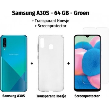 Samsung Galaxy A30s - 64GB - Groen +  Transparant Hoesje + Screenprotector