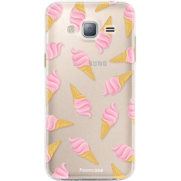 FOONCASE Samsung Galaxy J3 2016 hoesje TPU Soft Case - Back Cover - Ice Ice Baby / Ijsjes / Roze ijsjes
