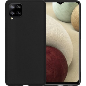 Samsung A12 Hoesje Back Cover Siliconen Case Hoes - Zwart